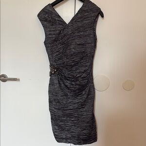 Calvin Klein Collection Black Sheath Mini Dress Asymmetrical Neckline